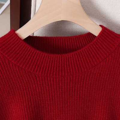 Round Collar Lace Up Knit Sweater Slip Dress Two Pieces Set
