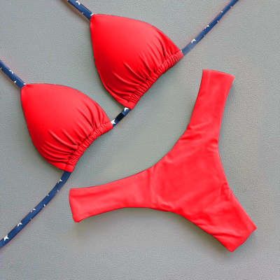 Personalized Color Contrast Polka Dot Bikini Set
