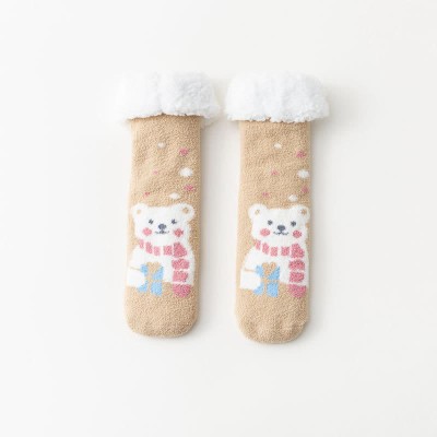 Cute Cartoon Christmas Pattern Print Plush Socks