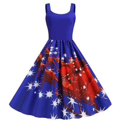 Fashion Christmas Pattern Print Slip Dress