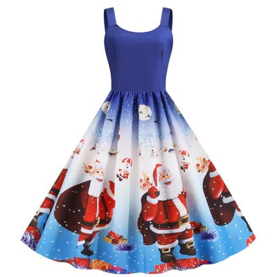 Fashion Christmas Pattern Print Slip Dress