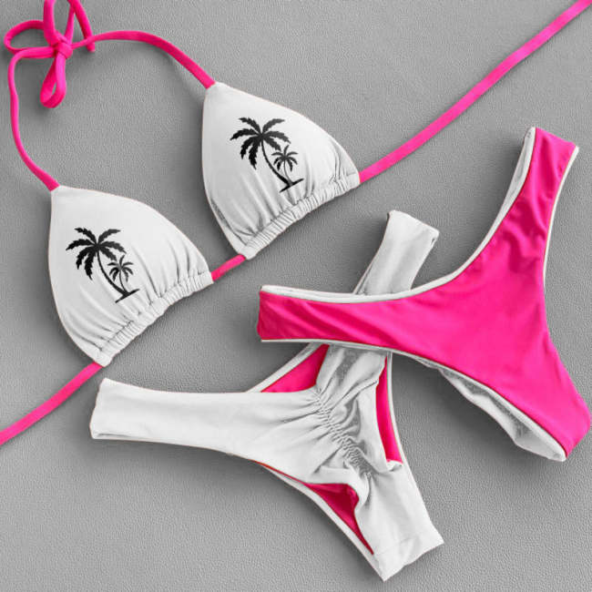 Coconut Tree Contrast Bikini Set