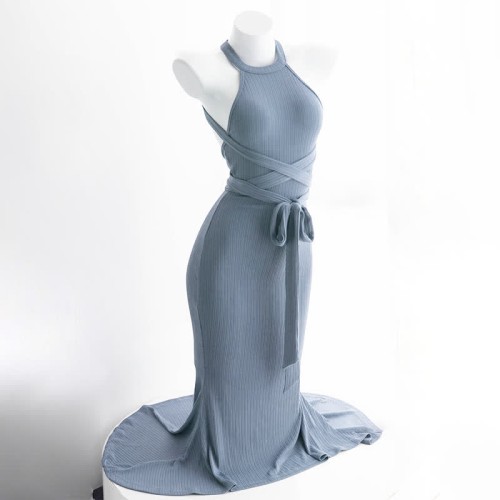 Sexy Halter Backless Lace Up Split Lingeire Dress