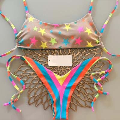 Sexy strappy star print bikini