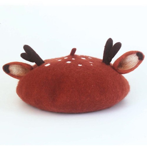 Forest Style Dotted Deer Antler Beret Hat