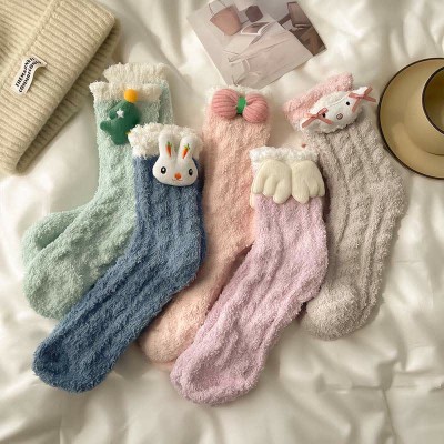 Cute Cartoon Bunny Reindeer 3D Decor Plush Socks Warm