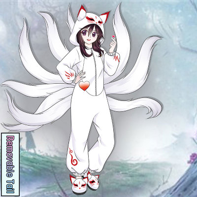【50% OFF】Nine-tailed Fox Plush Pajamas With Slippers Hooded Winter Sleepwear
