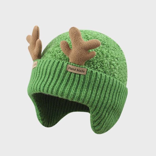 Lovely Cartoon Deer Antler Knit Plush Hat
