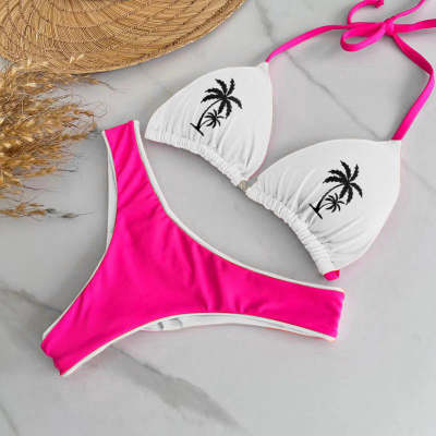 Coconut Tree Contrast Bikini Set