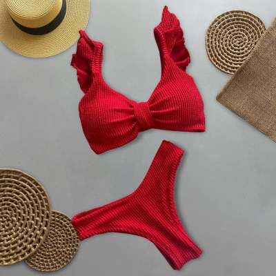 Fashion fungus side solid color split sexy bikini