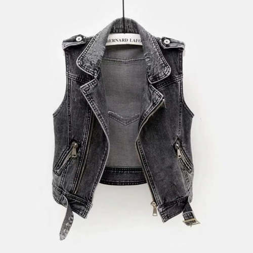 Gray Jean Cowboy Vest