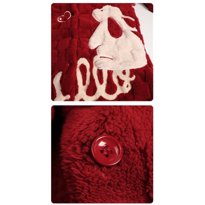 Boyfriend Girlfriend Red Cartoon Plush Pajama Set
