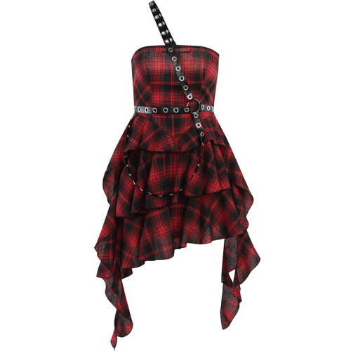 Irregular Belt Decor Off The Shoulder Lattice Dress