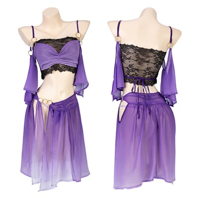 Han Costume Lace See Through Split Sexy Lingerie Set
