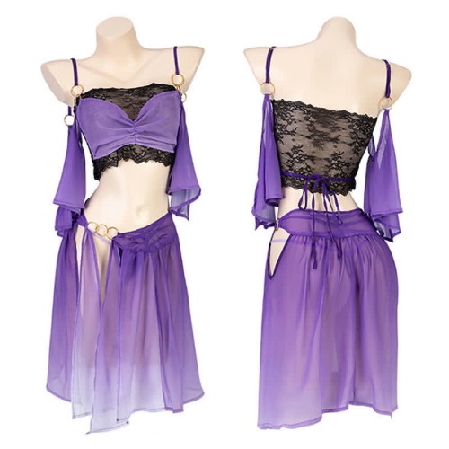 Han Costume Lace See Through Split Sexy Lingerie Set
