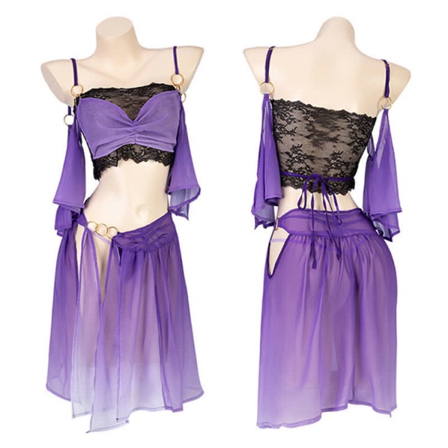 Han Costume Lace See Through Split Sexy Lingerie Set