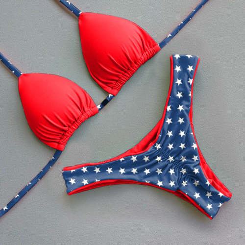 Personalized Color Contrast Polka Dot Bikini Set