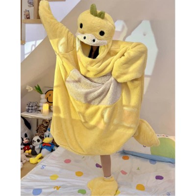 【50% OFF】Funny Cartoon Duck Plush Hooded Jumpsuit Pajamas Dress