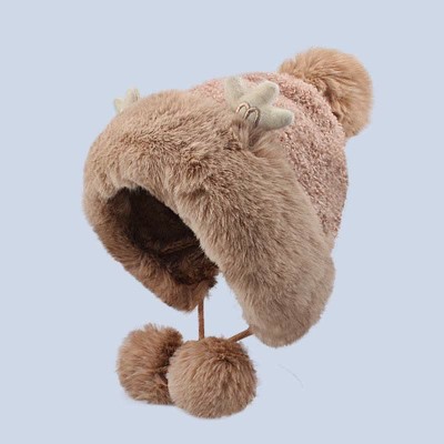 Cute Deer Antler Knit Plush Hat