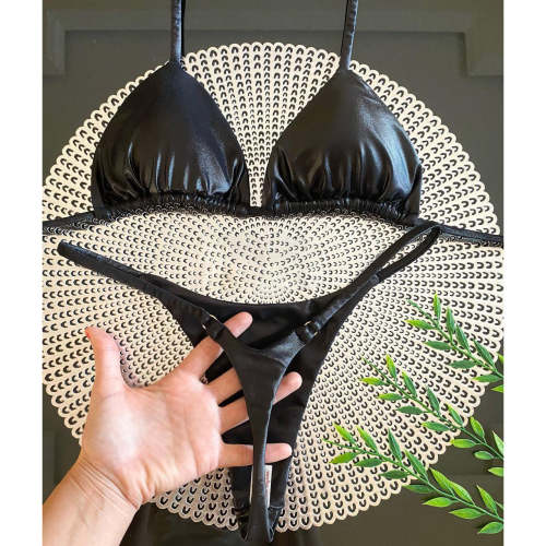 vintage leather bikini set