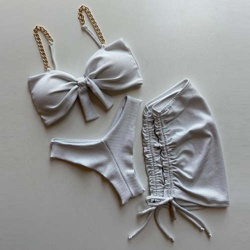 Fashion personality chain split bikini three-piece set