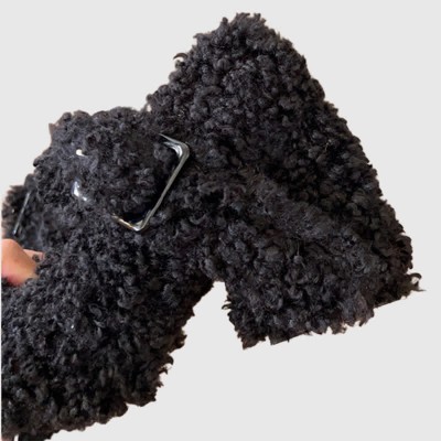 Round Toe Chunky Plush Mary Janes Shoes