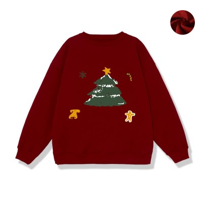 Boyfriend Girlfriend Christmas Tree Bell Print Loose Sweatshirt