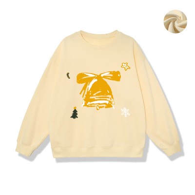 Boyfriend Girlfriend Christmas Tree Bell Print Loose Sweatshirt
