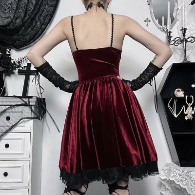 Gothic Lace Up A-line Slip Dress