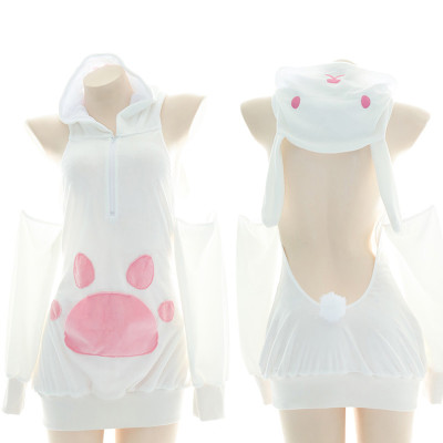 Cat Paw Bunny Ears Halter Lingerie Dress
