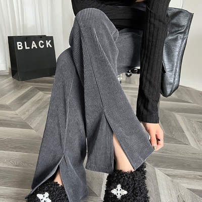 Chic Pure Color Knit Split Casual Pants
