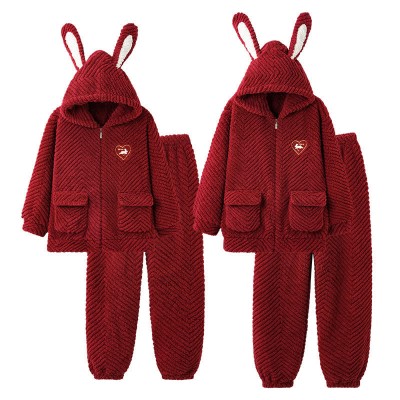 Boyfriend Girlfriend Red Cartoon Plush Pajama Set