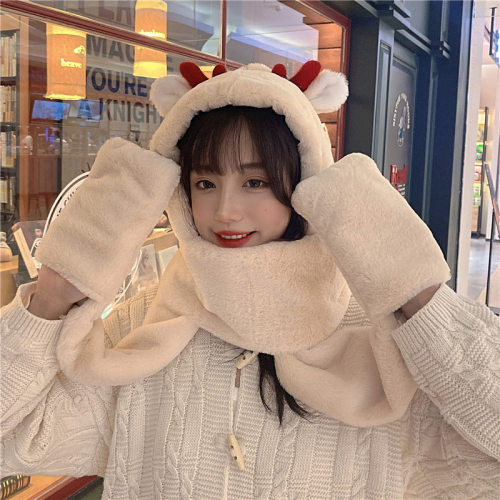 Antlers Hat Scarf Gloves Warmer