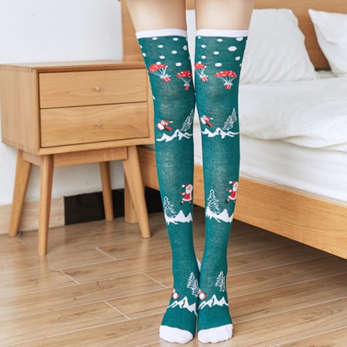 Christmas Pattern Print Stockings Over the Knee
