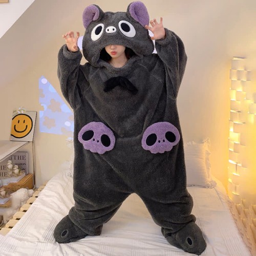 【50% OFF】Funny Cartoon Bat Plush Hooded Jumpsuit Pajamas