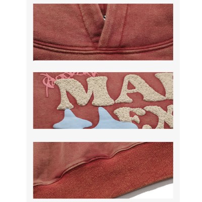 Skull Letter Embroidery Vintage Casual Hoodie