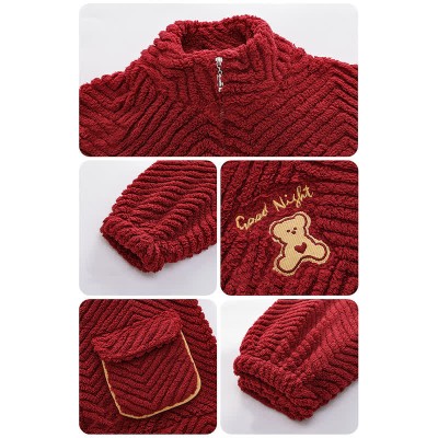 Boyfriend Girlfriend Red Cartoon Plush Pajama Set
