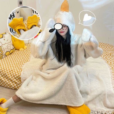 【50% OFF】Funny Cartoon Goose Plush Hooded Jumpsuit Pajamas Dress