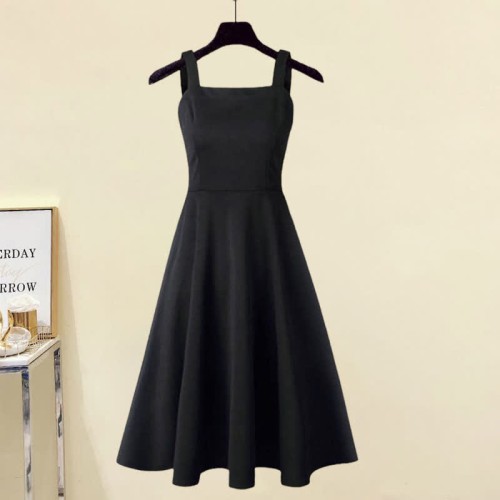 Round Collar Lace Up Knit Sweater Slip Dress Two Pieces Set