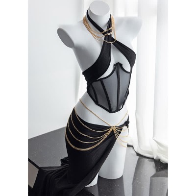 Cosplay Sexy Hollow Out Chain Lingeire Set