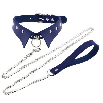 Punk Collar Design Leather Chocker With Hauling Chain