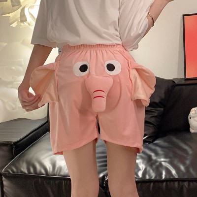 Girlfriend Boyfriend Cartoon Elephant Short Sleeve Pajamas Set