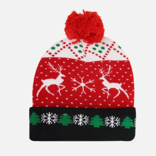 LED Christmas Graphic Print Knit Hat