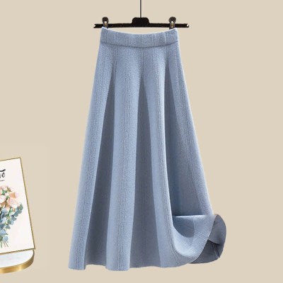 Christmas Colorblock Sweater High Waist Knit Skirt