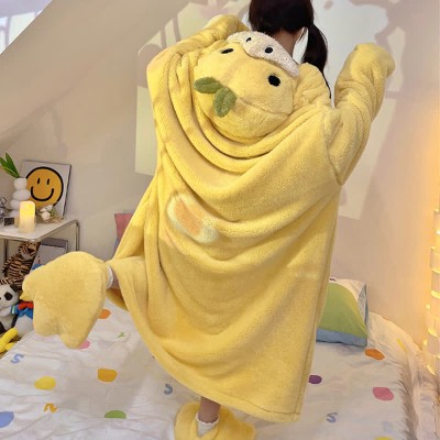【50% OFF】Funny Cartoon Duck Plush Hooded Jumpsuit Pajamas Dress