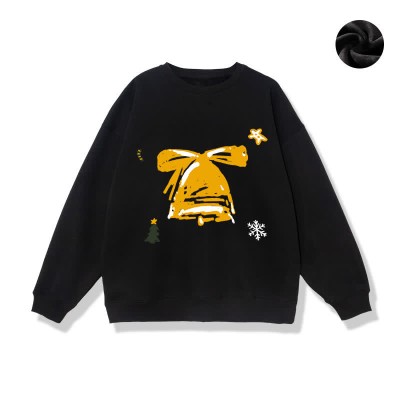 Boyfriend Girlfriend Christmas Tree Bell Print Loose Sweatshirt