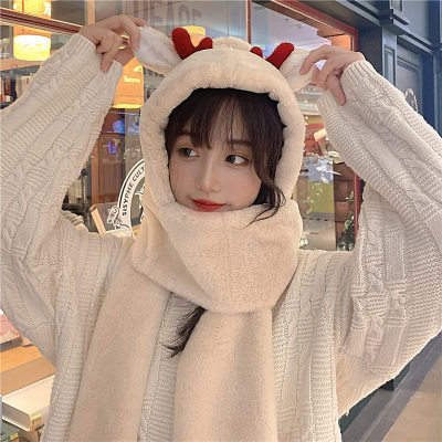 Antlers Hat Scarf Gloves Warmer