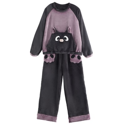 【50% OFF】Funny Cartoon Bat Plush Round Collar Pajamas Set