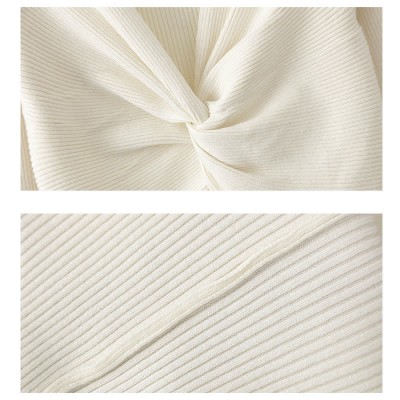 Pure Color V-neck Slim Knit Sweater Dress