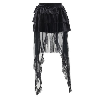 Gothic Halter Corset Top Lace Stitching Tiered Skirt